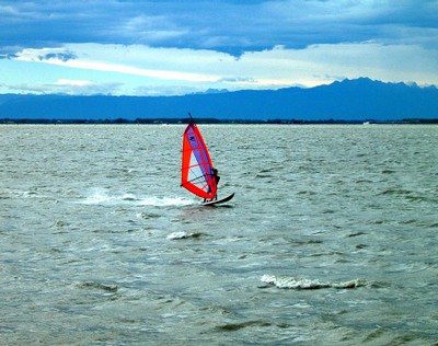 Windsurfing in Laguna a Lignano Sabbiadoro Windsurfing in Laguna a Lignano Sabbiadoro