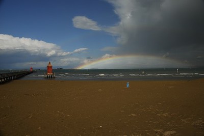 La spiaggia di Lignano Sabbiadoro in corrispondenza dello Spot "allo sbarco dei Pirati" in una giornata particolare... Foto: Ivano De Simon